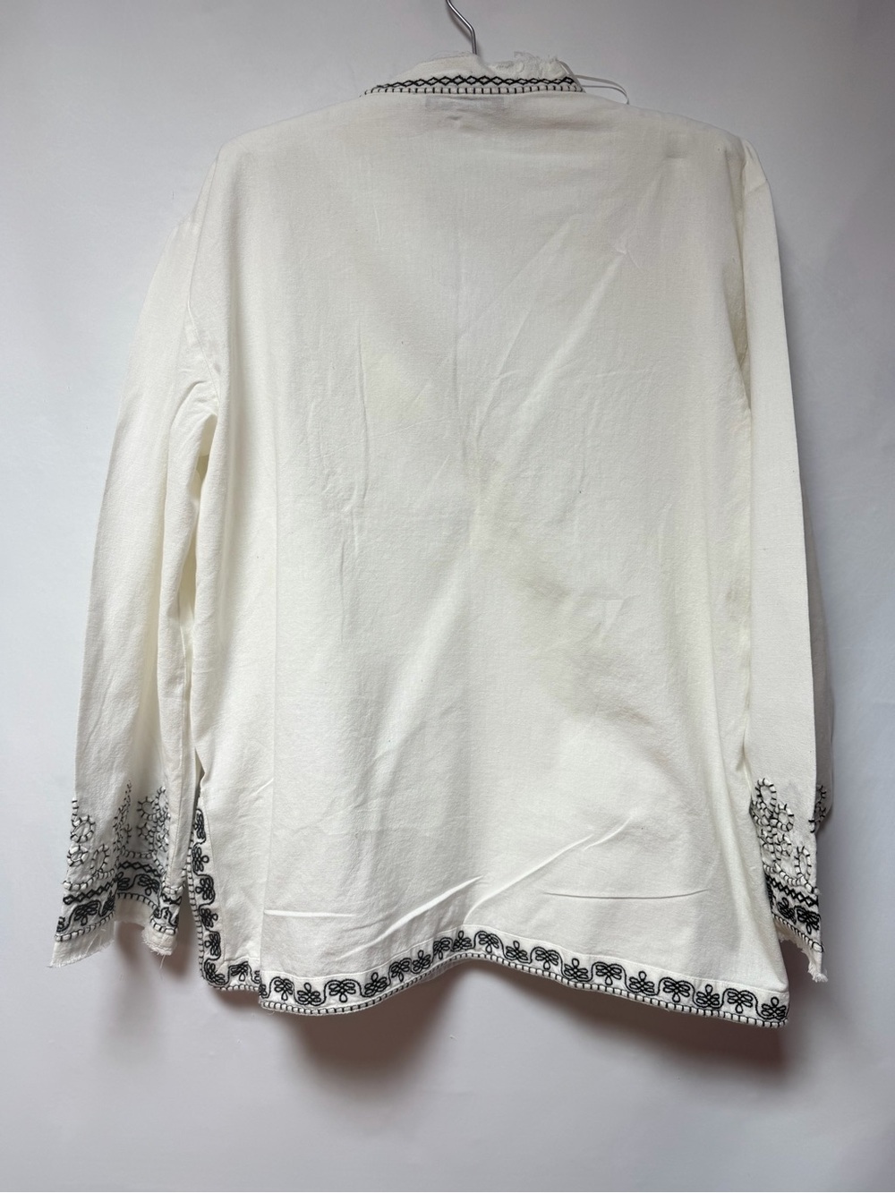 Zara White Tunic Top with Black Embroidery - Picture 7 of 9